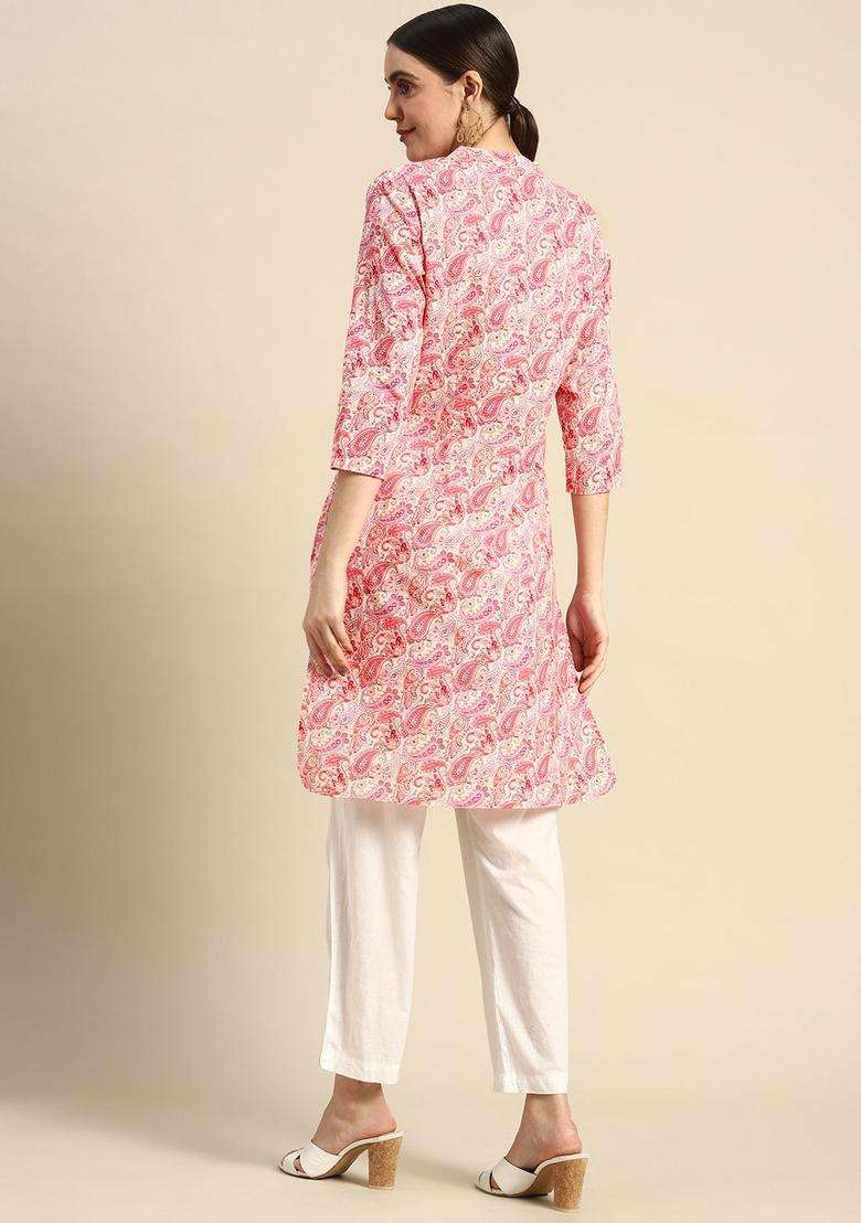 Pink  Cotton Kurta - Indya