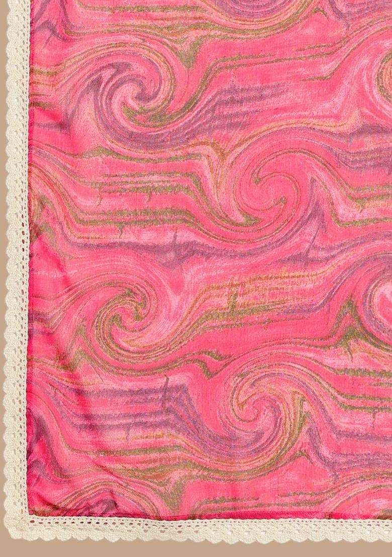 Pink Printed Georgette Kurta Set - Indya