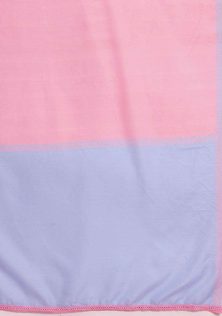 Pink Self Design Cotton Kurta Set - Indya