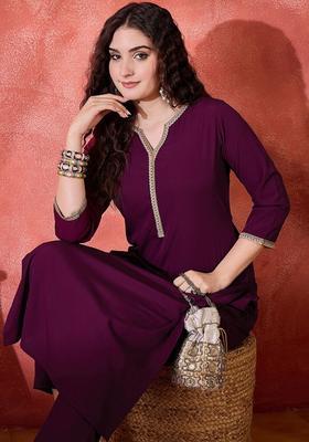 Maroon Solid Silk Kurta Set