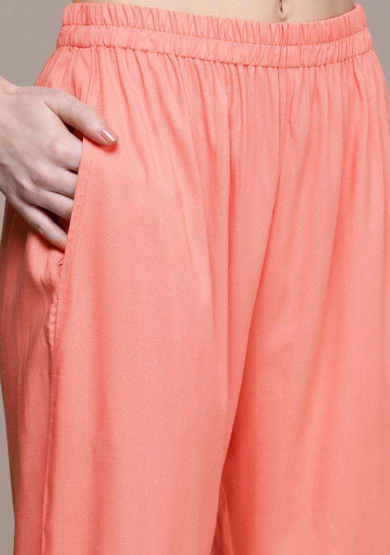 Coral Yoke Design Cotton Kurta Set - Indya
