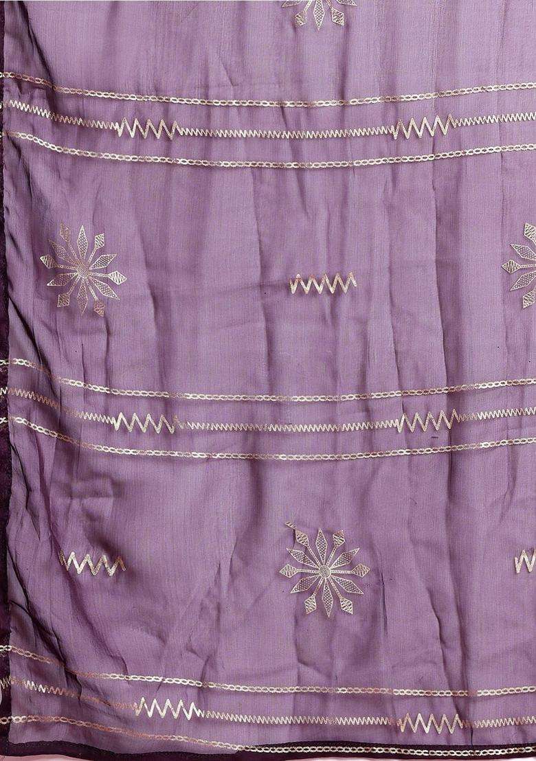 Burgundy Printed Polyester Kurta Set - Indya