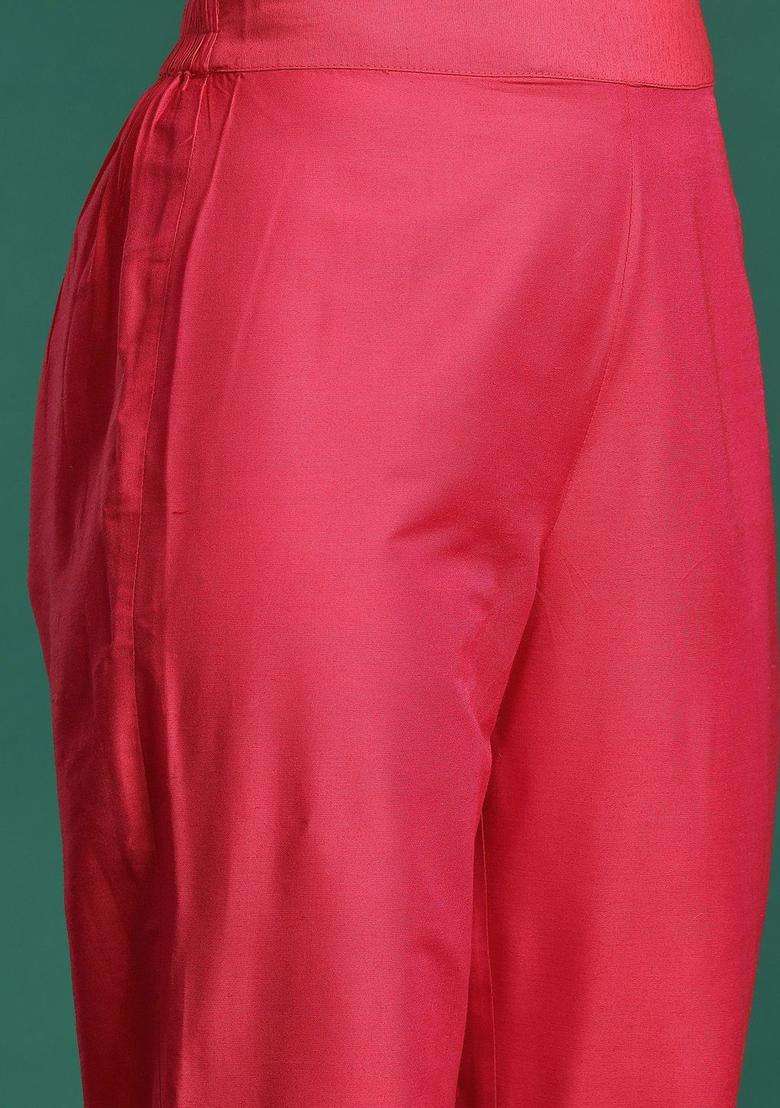 Maroon Printed Polyester Kurta Set - Indya