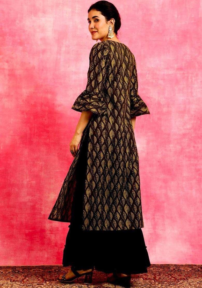 Black  Cotton Kurta - Indya