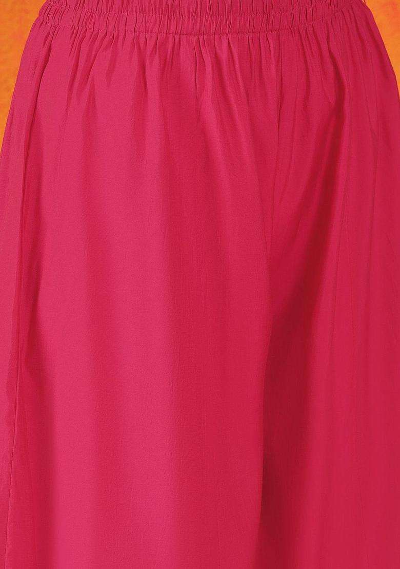 Pink Embroidered Silk Blend Anarkali Set - Indya