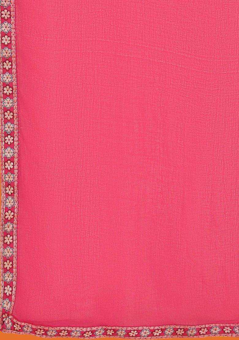 Pink Embroidered Silk Blend Anarkali Set - Indya