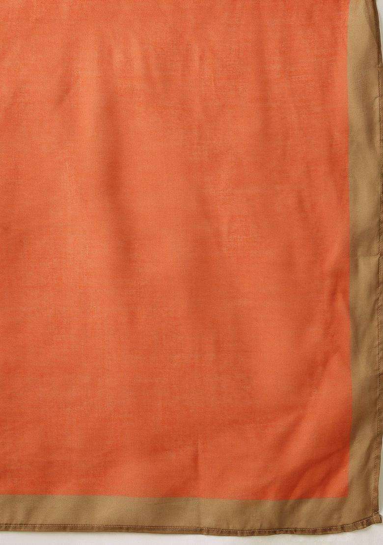 Rust Printed Polyester Kurta Set - Indya