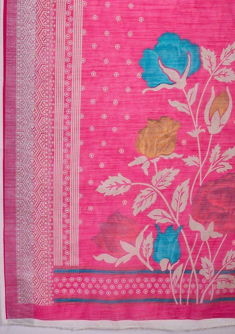 Pink Embroidered Silk Blend Anarkali Set - Indya