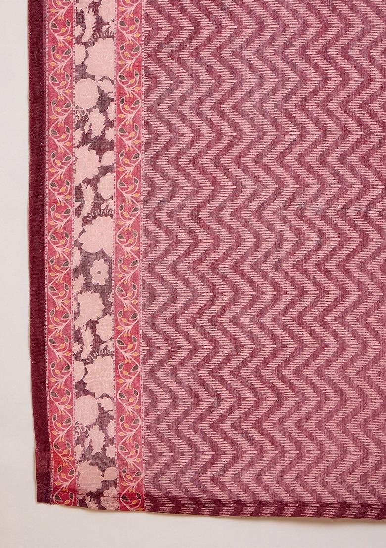 Purple Printed Viscose Anarkali Set - Indya