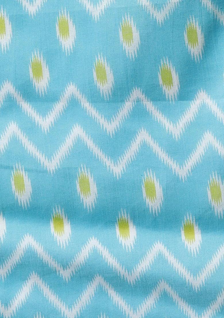 Lime Green Printed Cotton Kurta Set - Indya
