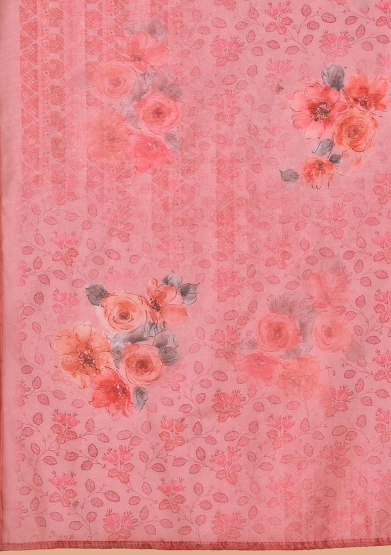 Peach Solid Silk Kurta Set - Indya
