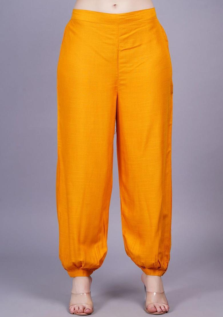 Yellow Solid Viscose Kurta Set - Indya