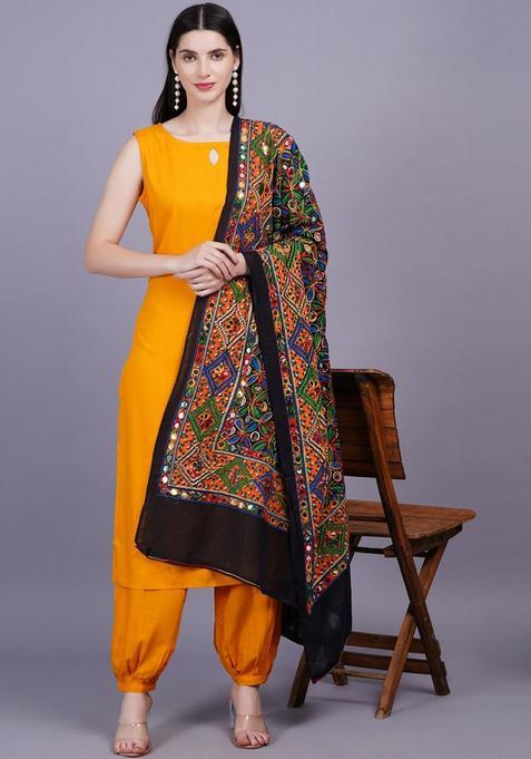 Yellow Solid Viscose Kurta Set — view on Indya