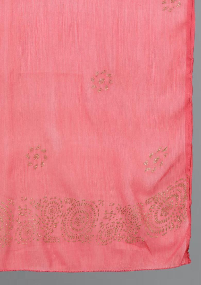 Peach Solid Silk Kurta Set - Indya