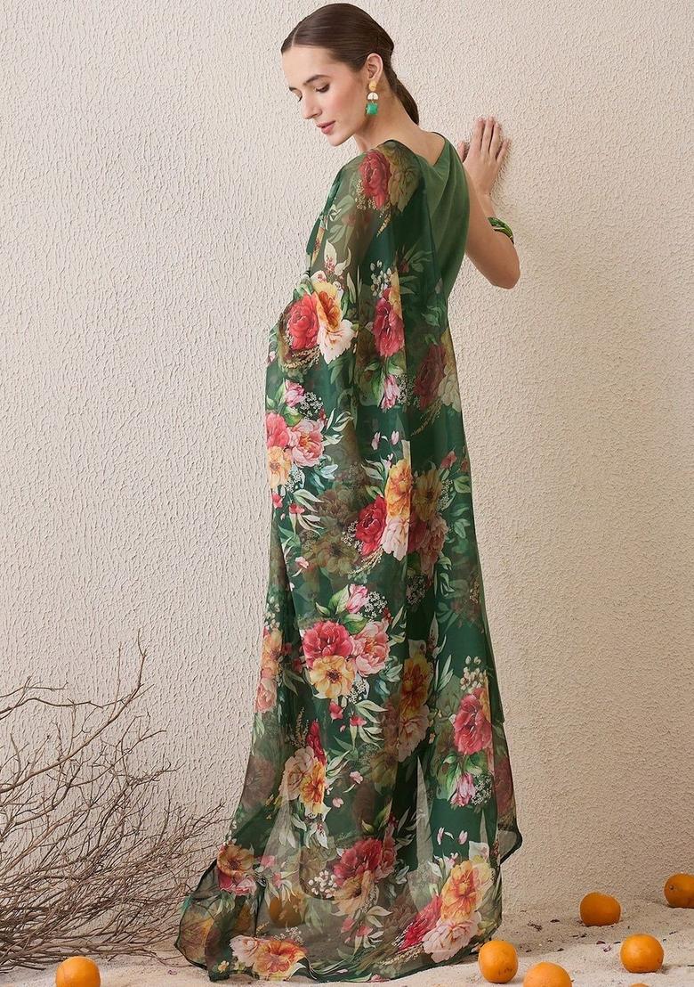 Green Self Design Viscose Kurta Set - Indya