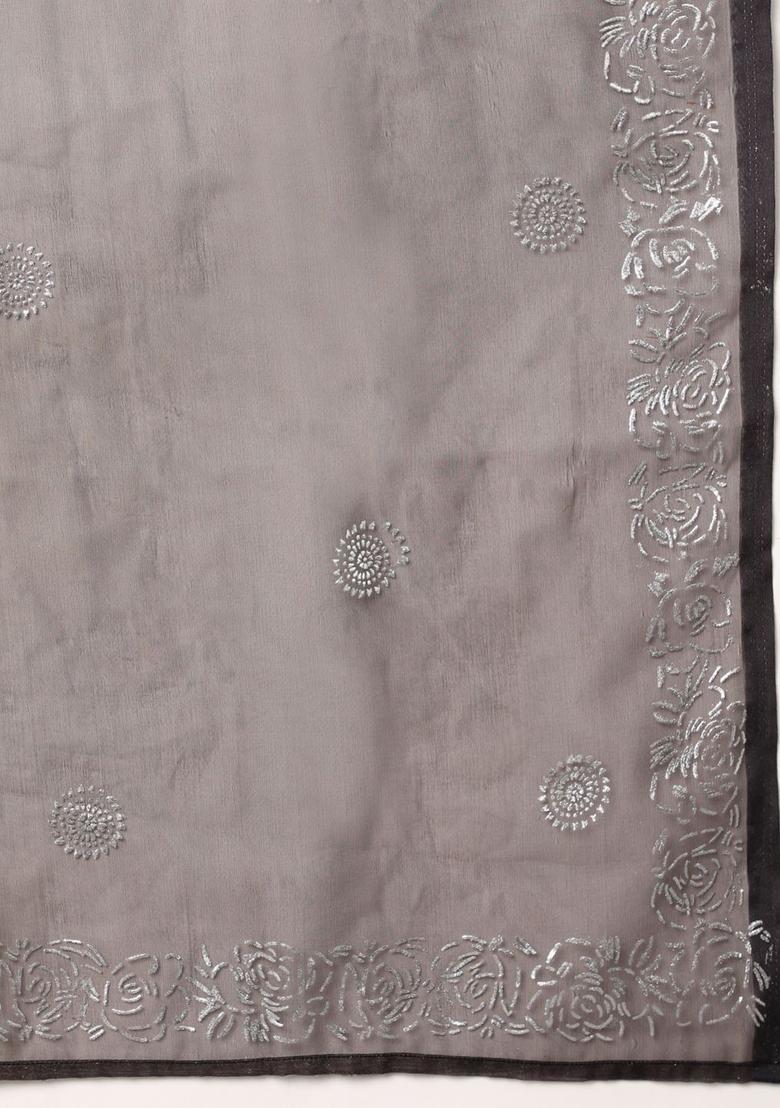 Black Yoke Design Silk Kurta Set - Indya