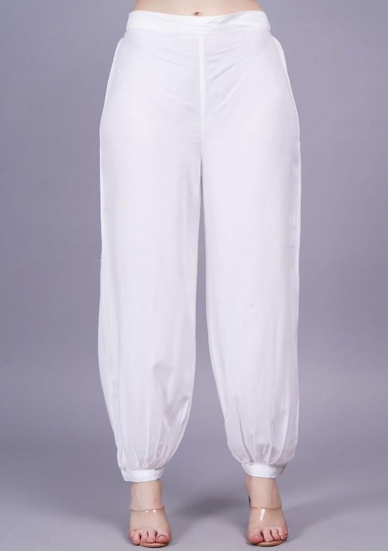 White Self Design Viscose Kurta Set - Indya