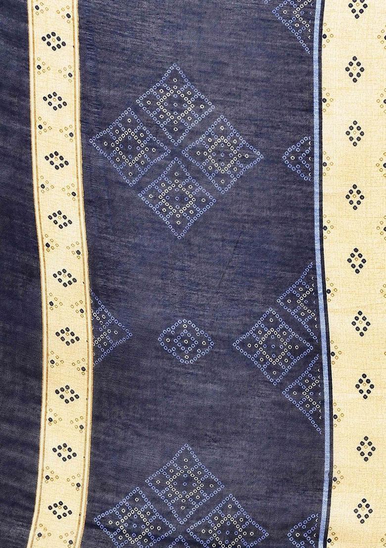 Navy Blue Printed Cotton Kurta Set - Indya