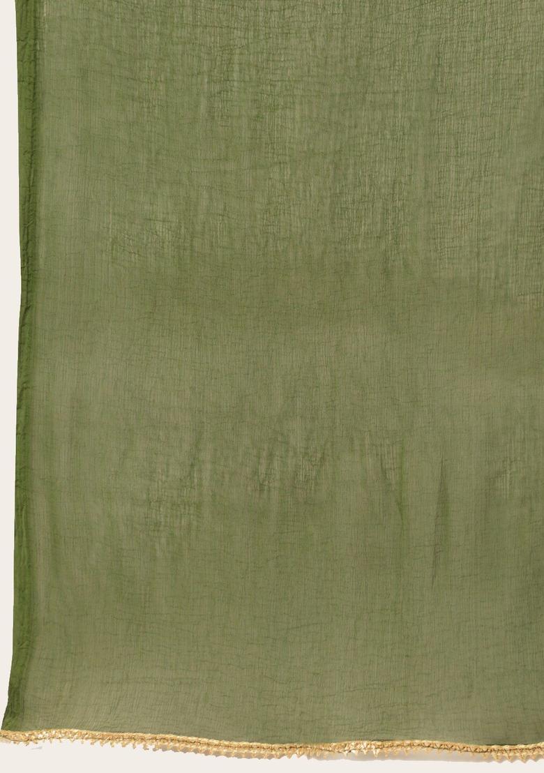 Green Printed Cotton Anarkali Set - Indya