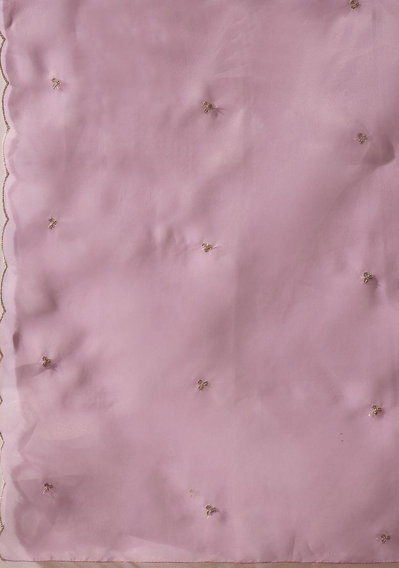 Lavender Yoke Design Silk Kurta Set - Indya