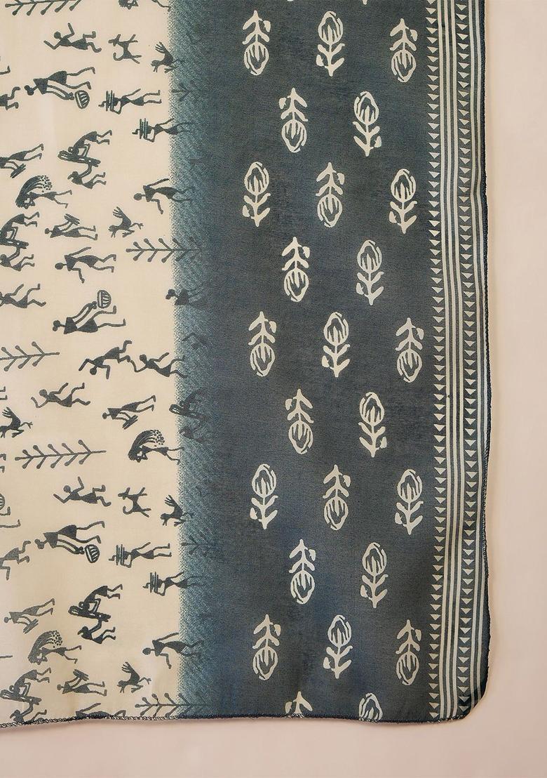 Teal Printed Cotton Kurta Set - Indya