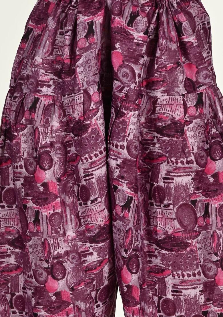 Purple Self Design Cotton Kurta Set - Indya