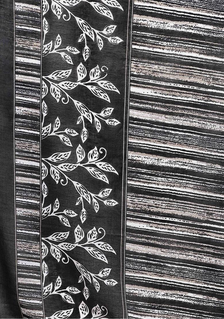 Black Printed Cotton Kurta Set - Indya