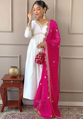 White Embroidered Silk Kurta Set