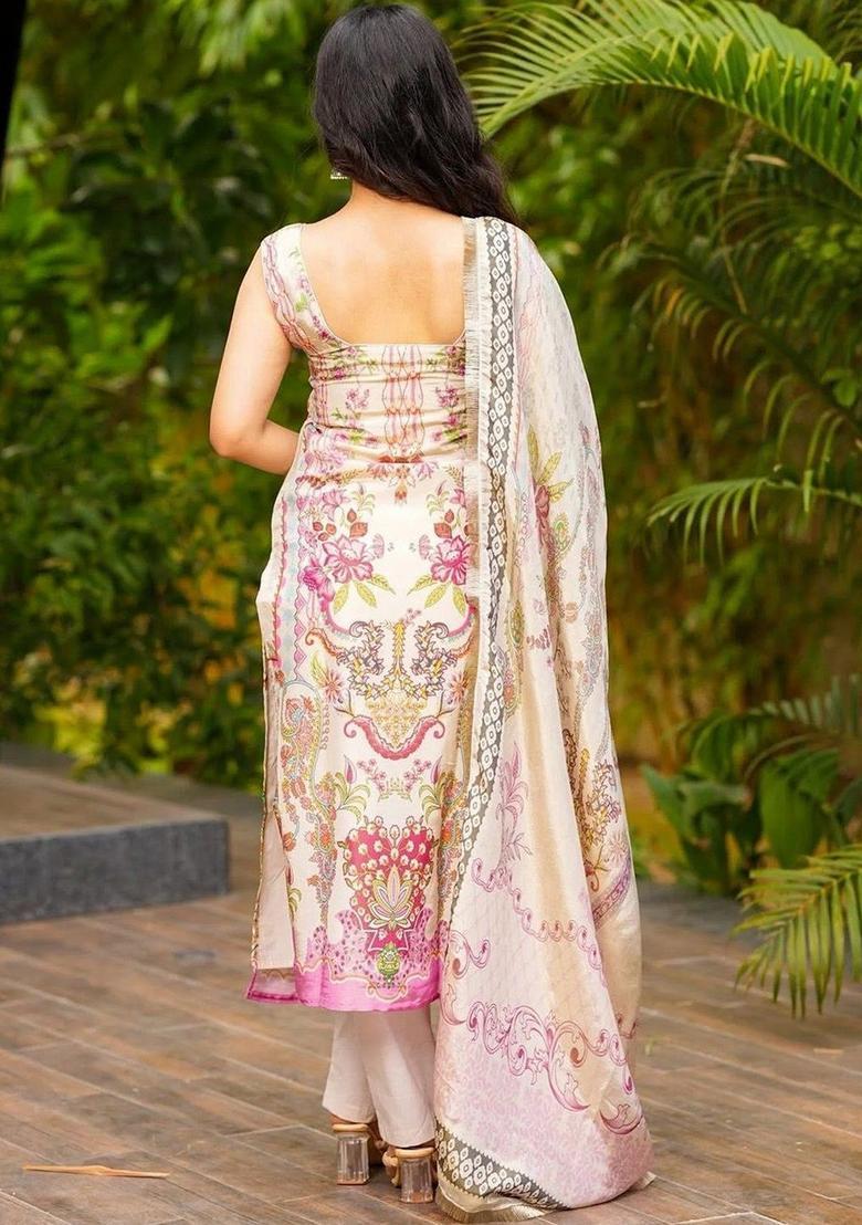 Multi Printed Silk Kurta Set - Indya