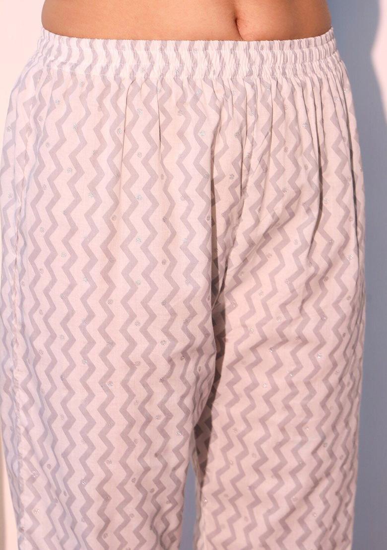 Green Printed Cotton Anarkali Set - Indya