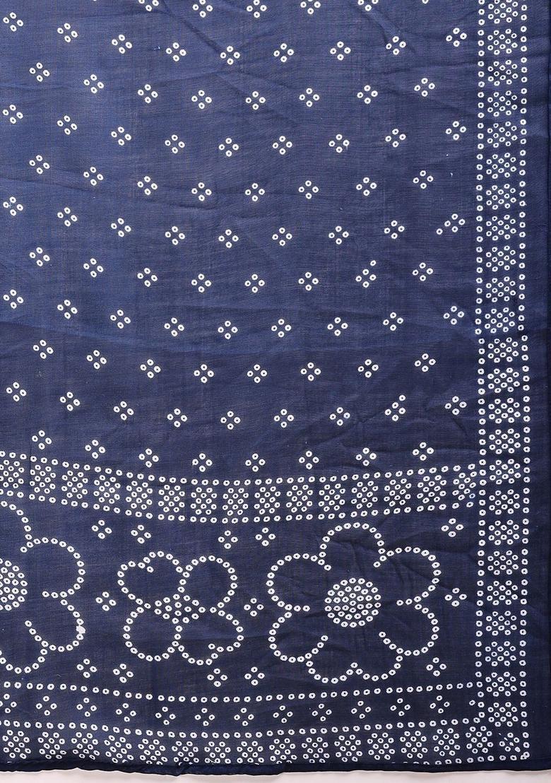 Navy Blue Printed Viscose Kurta Set - Indya