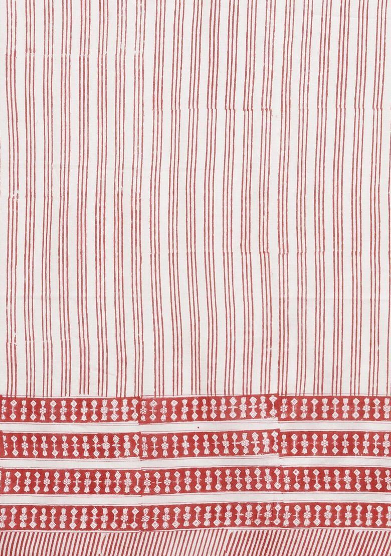 Red Printed Cotton Kurta Set - Indya