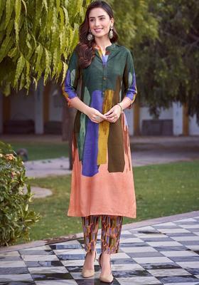 Multi Printed Cotton Kurta Set
