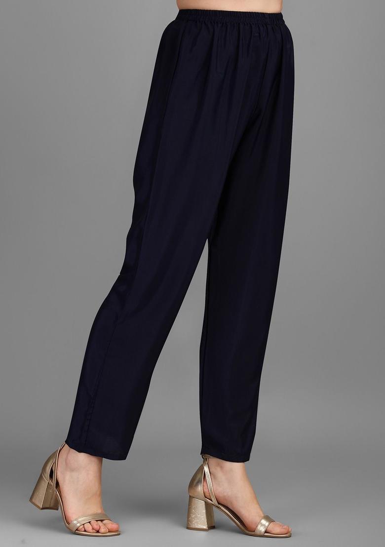 Navy Blue Printed Georgette Kurta Set - Indya