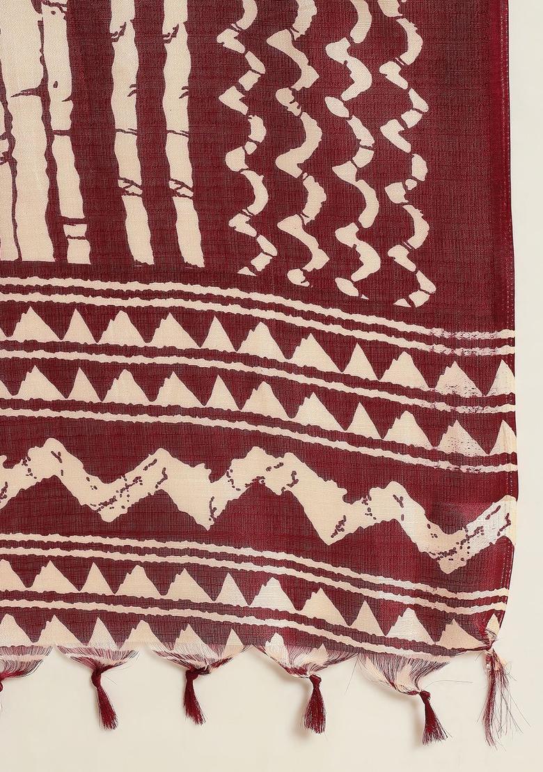 Off White Embroidered Cotton Kurta Set - Indya