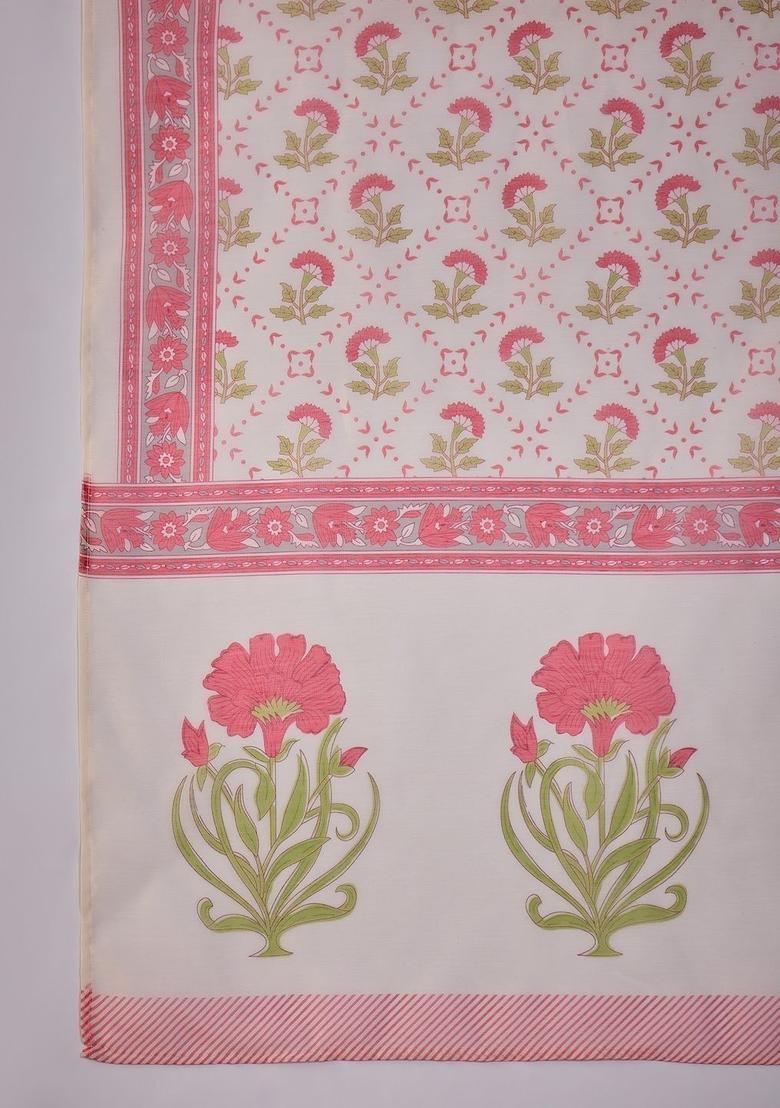 Off White Printed Viscose Kurta Set - Indya