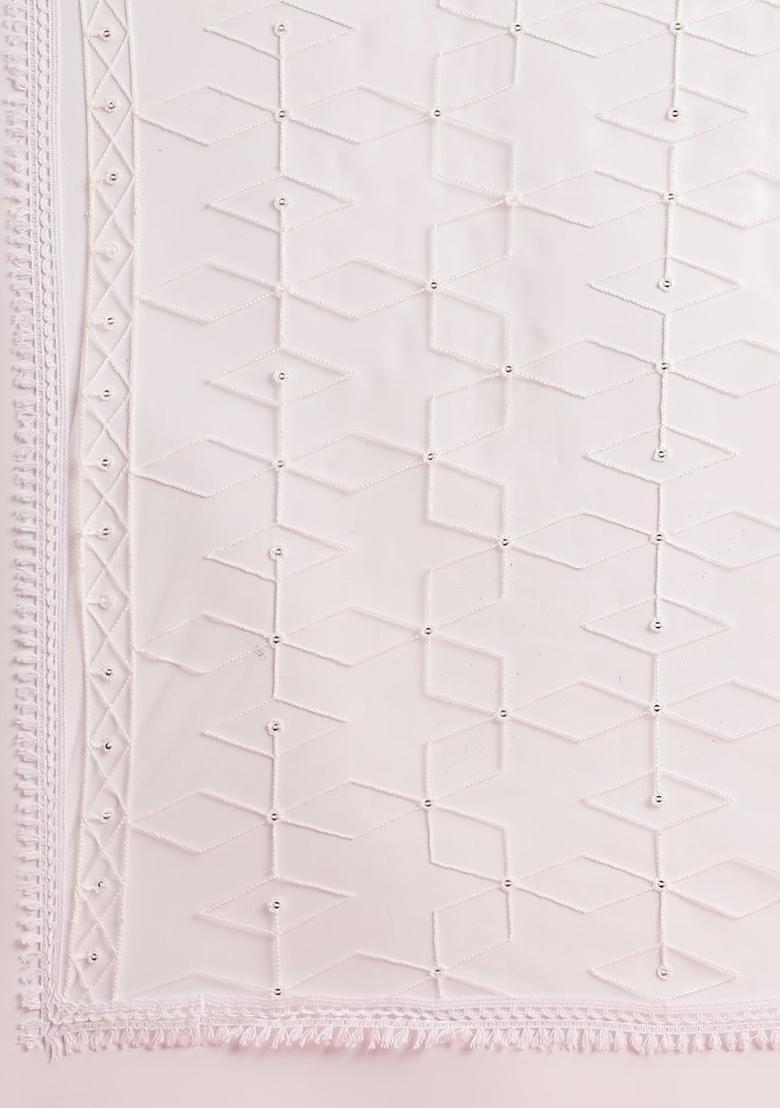 Navy Blue Embroidered Silk Kurta Set - Indya