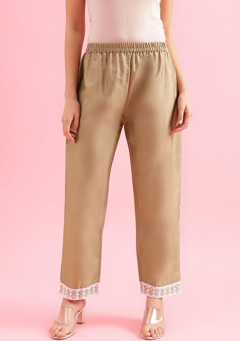 Olive Embroidered Silk Kurta Set - Indya