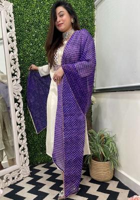 Off White Solid Viscose Kurta Set