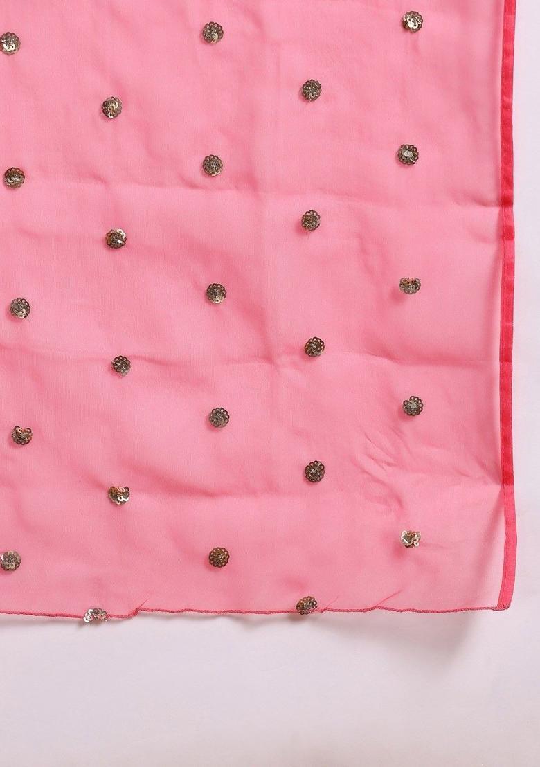 Pink Embroidered Silk Kurta Set - Indya