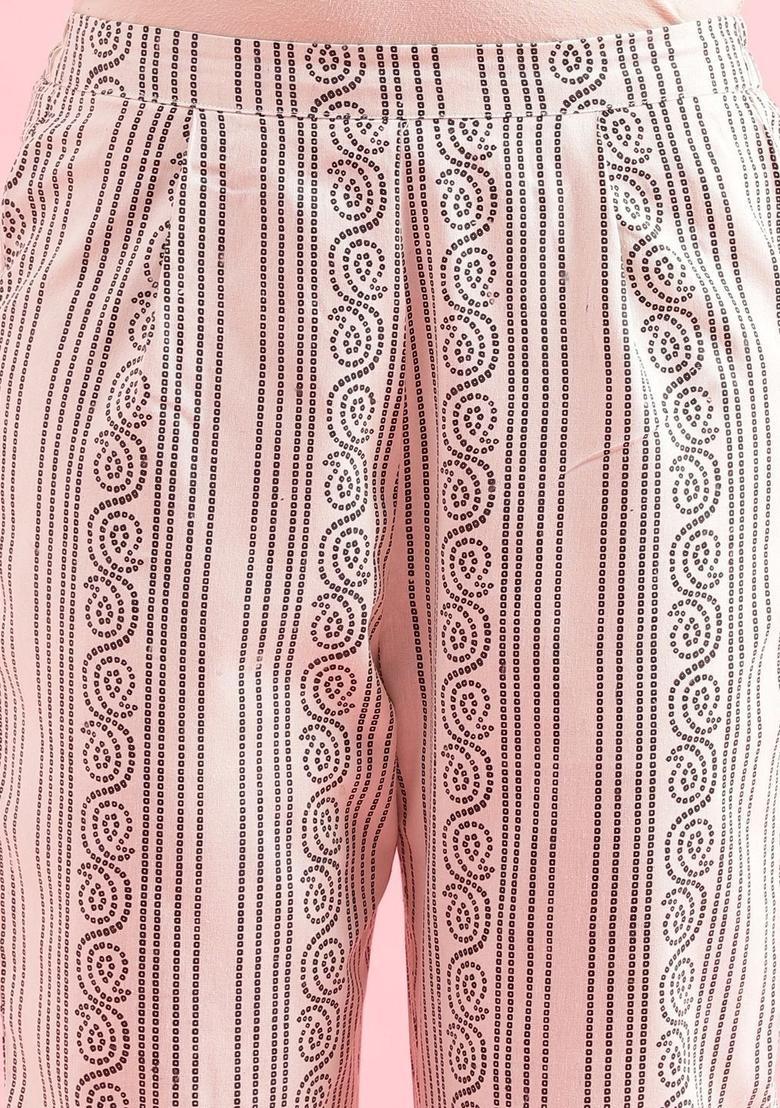 Off White Printed Cotton Kurta Set - Indya