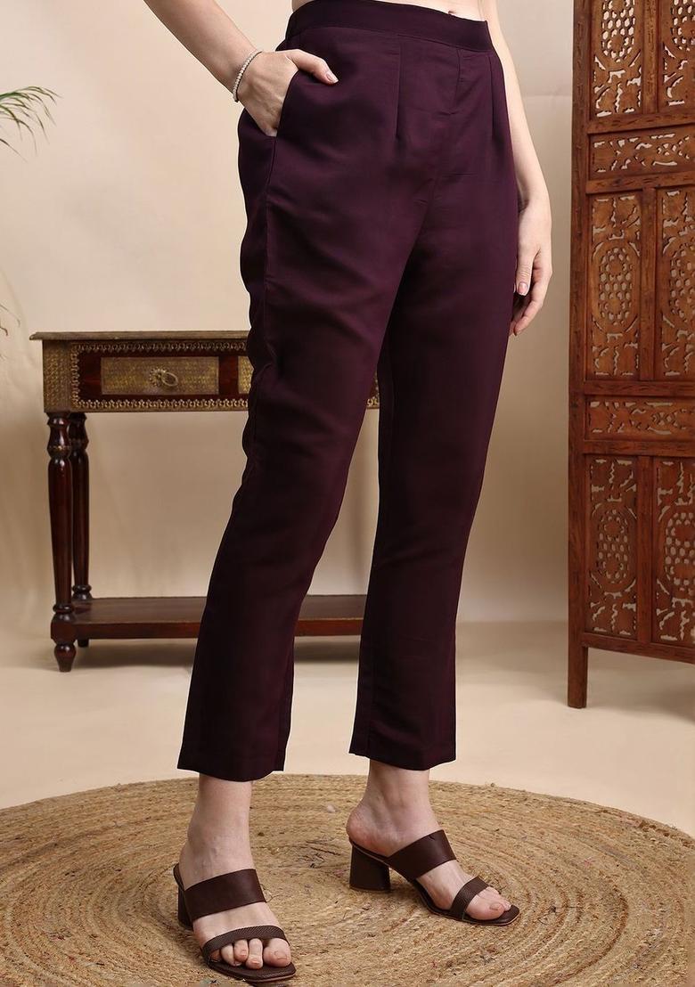 Violet Embroidered Silk Kurta Set - Indya