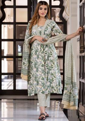 Yellow Printed Cotton Kurta Set