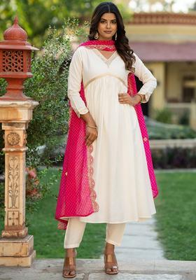 Pink Embroidered Silk Kurta Set