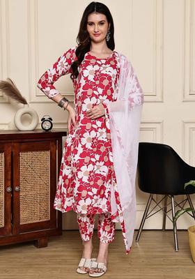 Pink Printed Cotton Kurta Set