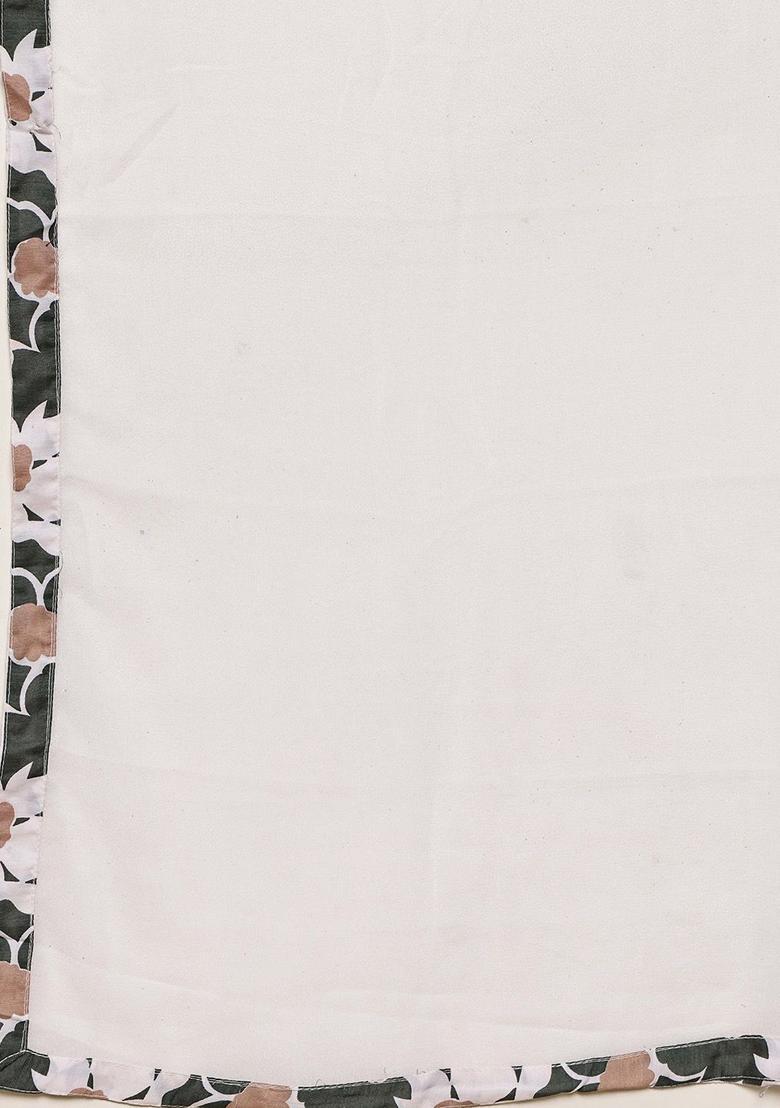 Olive Printed Cotton Kurta Set - Indya