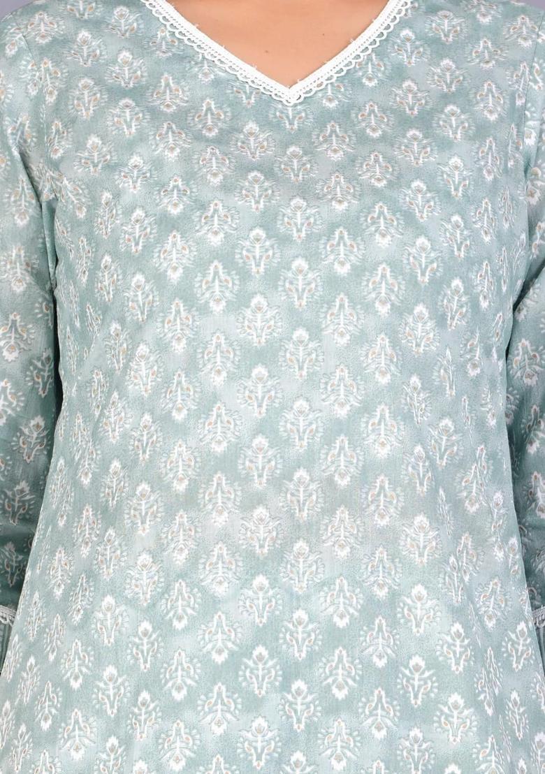 Multi Printed Cotton Kurta Set - Indya
