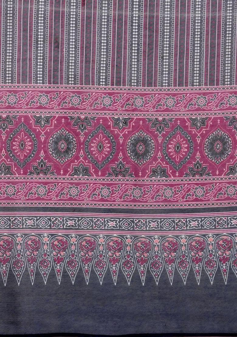 Maroon Printed Viscose Kurta Set - Indya