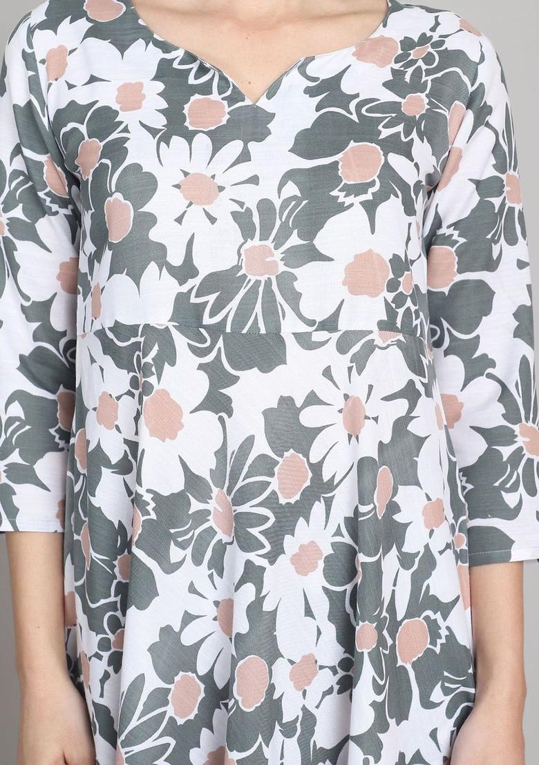 Olive Printed Cotton Kurta Set - Indya