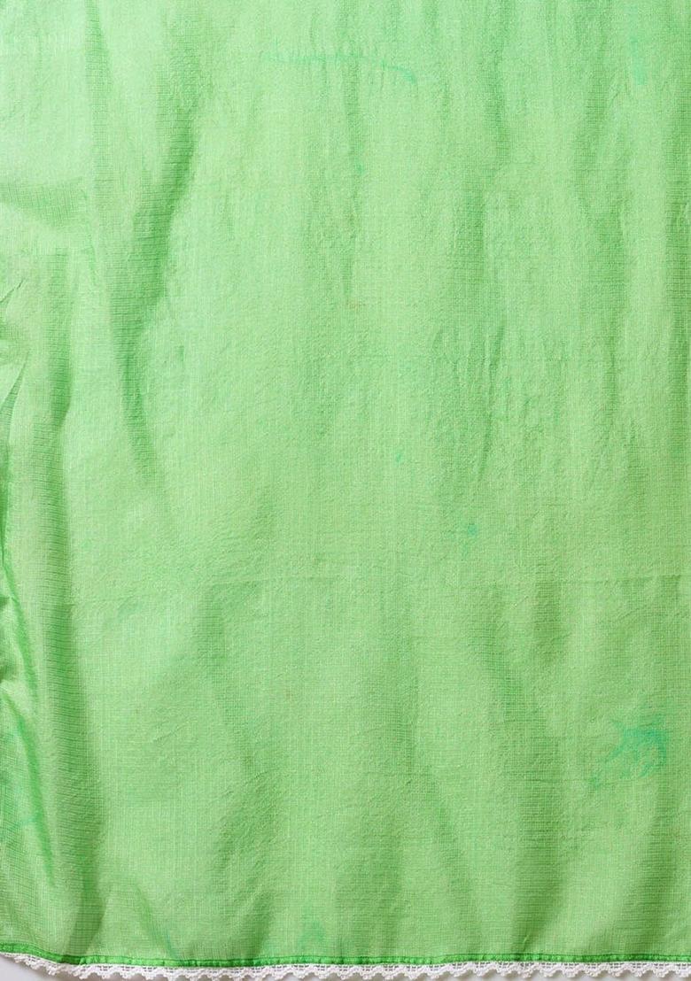 Green Embroidered Viscose Kurta Set - Indya